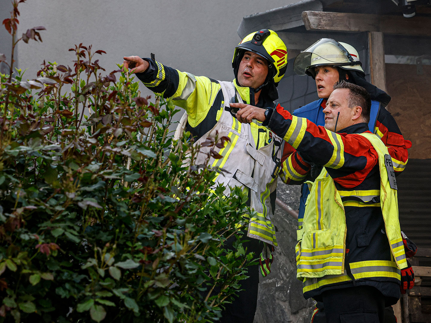 Einsatzkräfte der Feuerwehr Altena bei einer Übung am Steinwinkel.