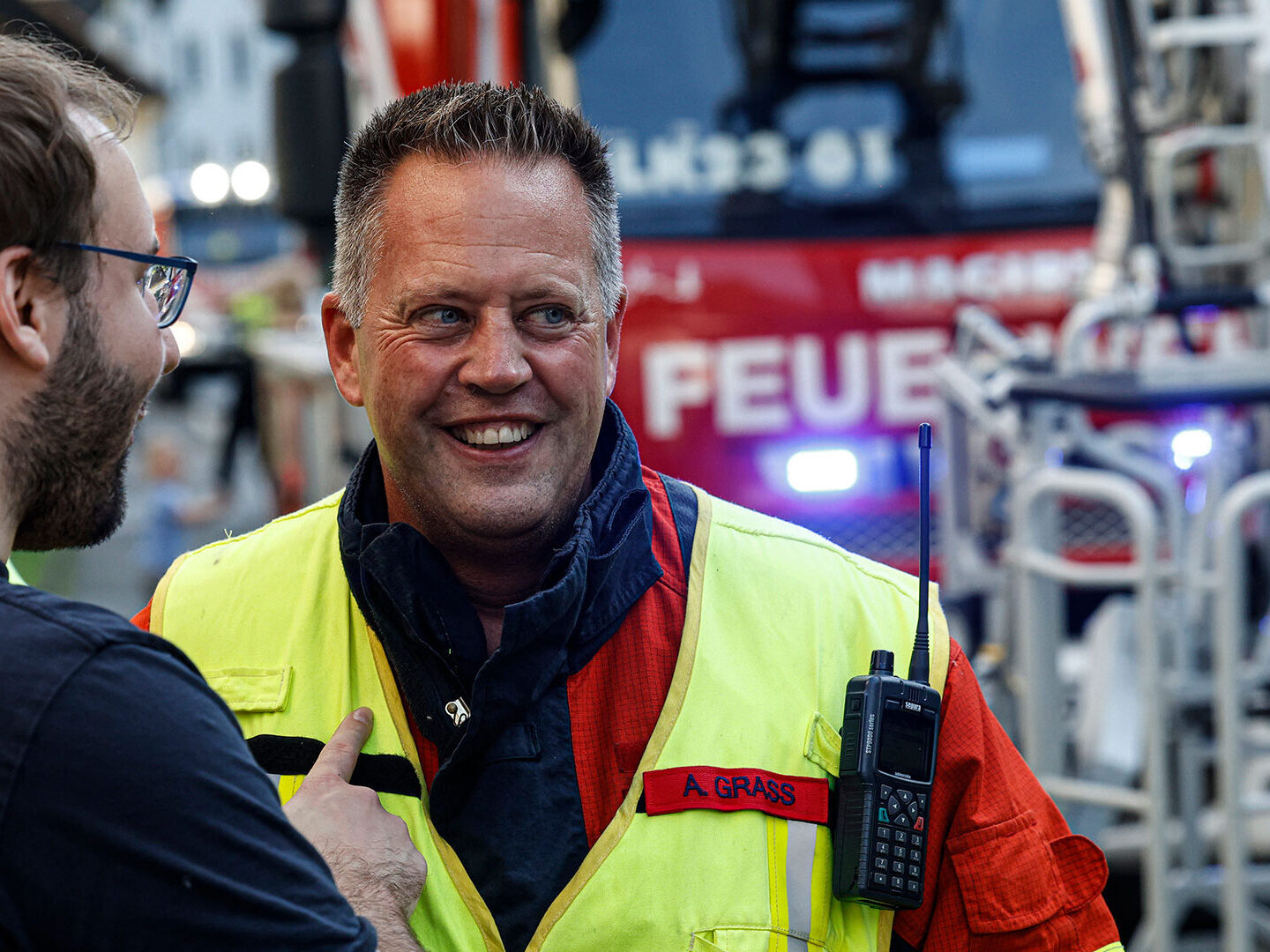 Einsatzkräfte der Feuerwehr Altena bei einer Übung am Steinwinkel.