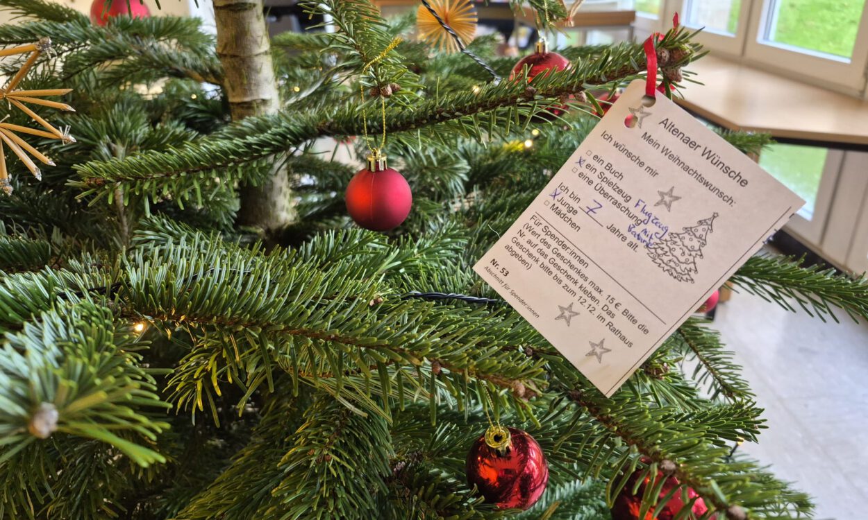 Wunschzettel im Weihnachtsbaum