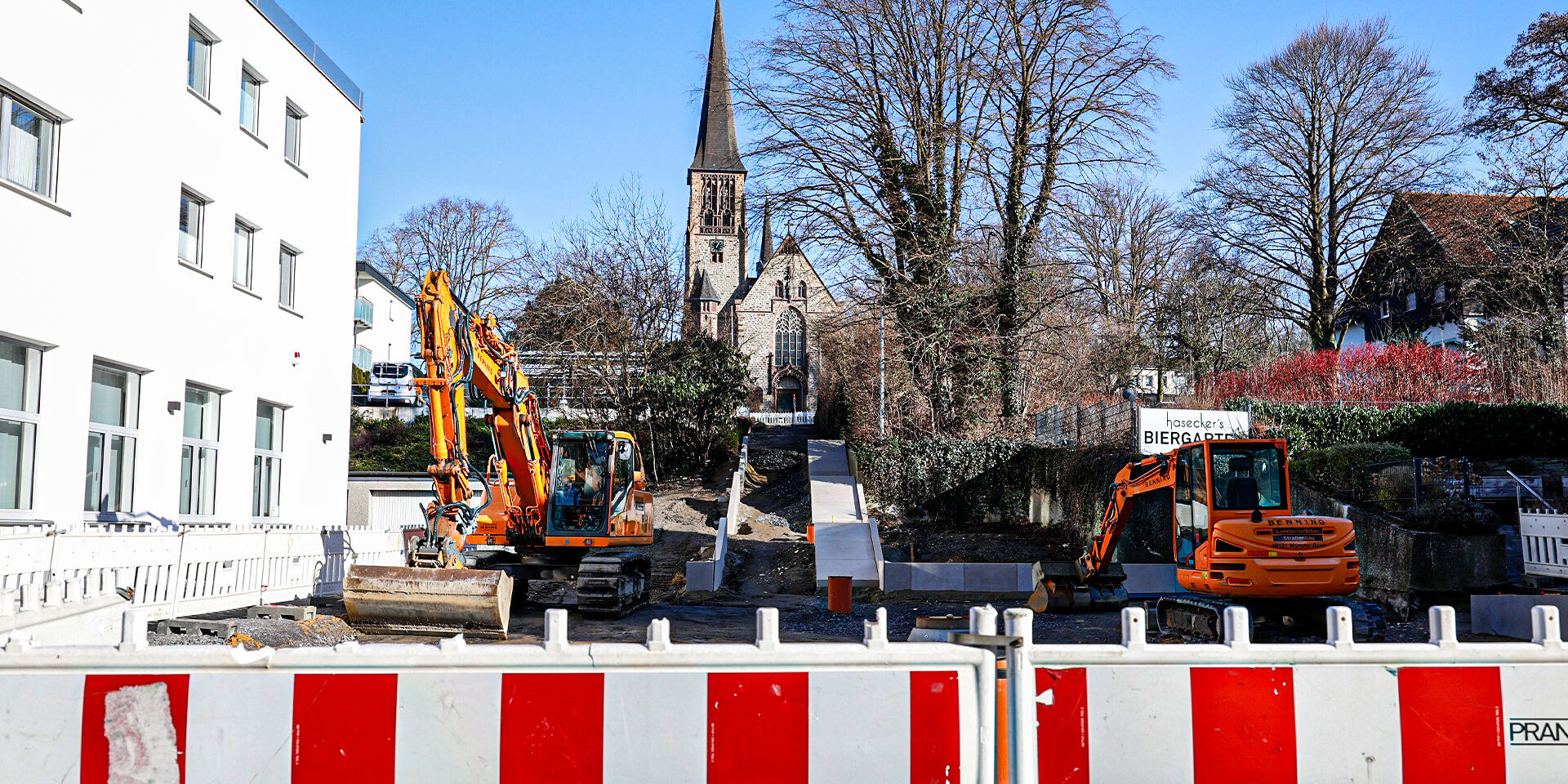Baustelle an der Lendringser Hauptstraße für das Projekt "Lebensander Lendringsen Mitte"