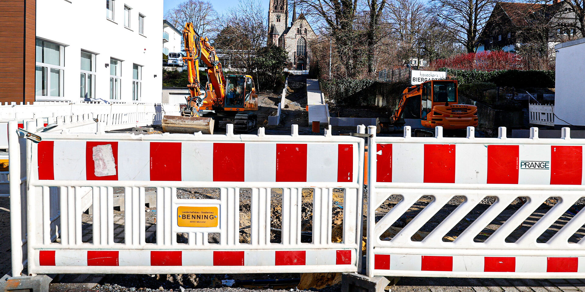 Baustelle an der Lendringser Hauptstraße für das Projekt "Lebensander Lendringsen Mitte"