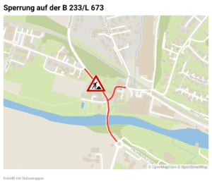 Auf einer Karte sind die Sperrungen auf Unnaer Straße und Ardeyer Straße dargestellt.